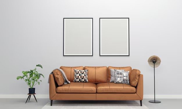Canapé en cuir italien dans un intérieur élégant